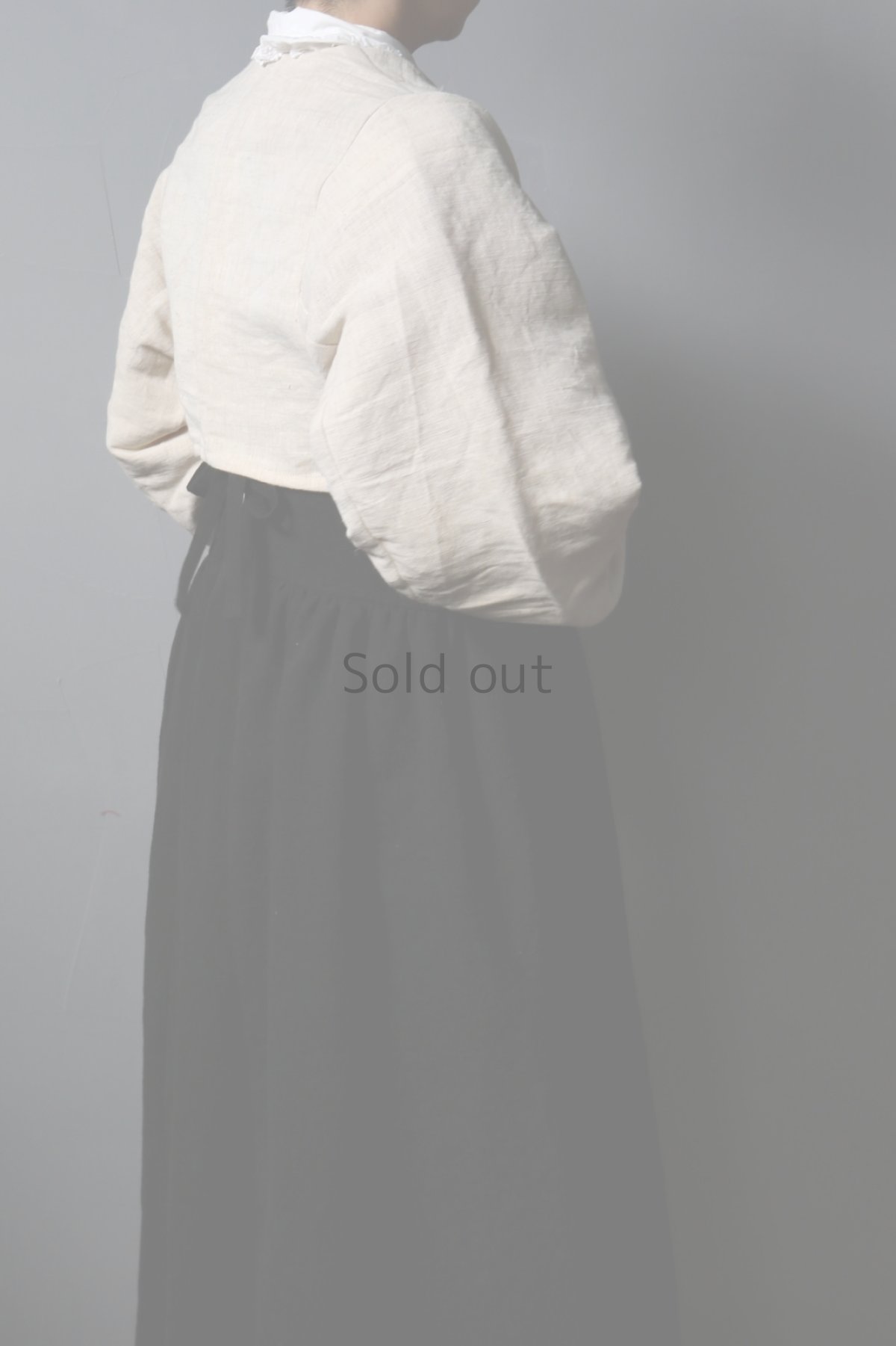 画像4: 【ササキチホ】アンティークリネン×染め　ノースリーブ　オープンバックドレス（黒） (4)