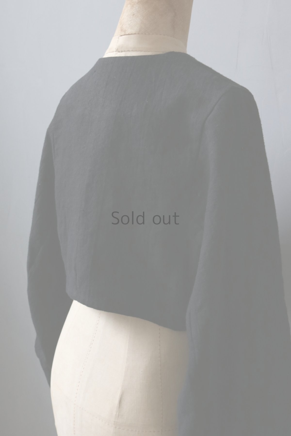 画像10: 【ササキチホ】アンティークリネン×染　短羽織　ロング袖（黒） (10)