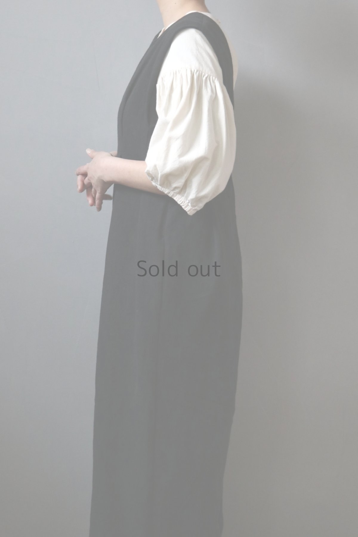 画像8: 【ササキチホ】オールインワン /ビンテージリネン×染（黒） (8)