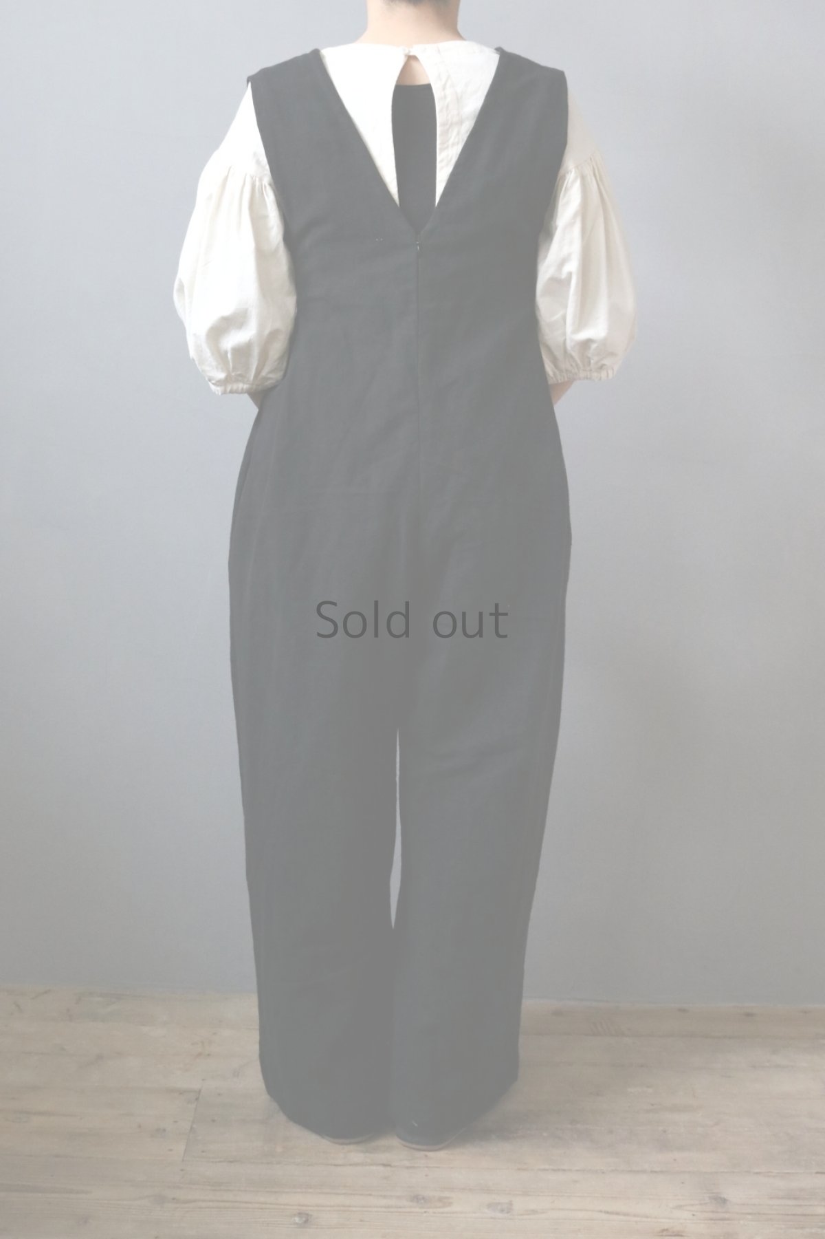 画像11: 【ササキチホ】オールインワン /ビンテージリネン×染（黒） (11)