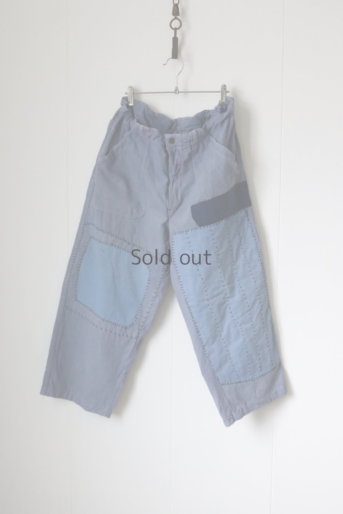 画像1: 【MITSUGU SASAKI】ビンテージ×リメイク パッチワーク ワークイージーパンツ（短め） (1)