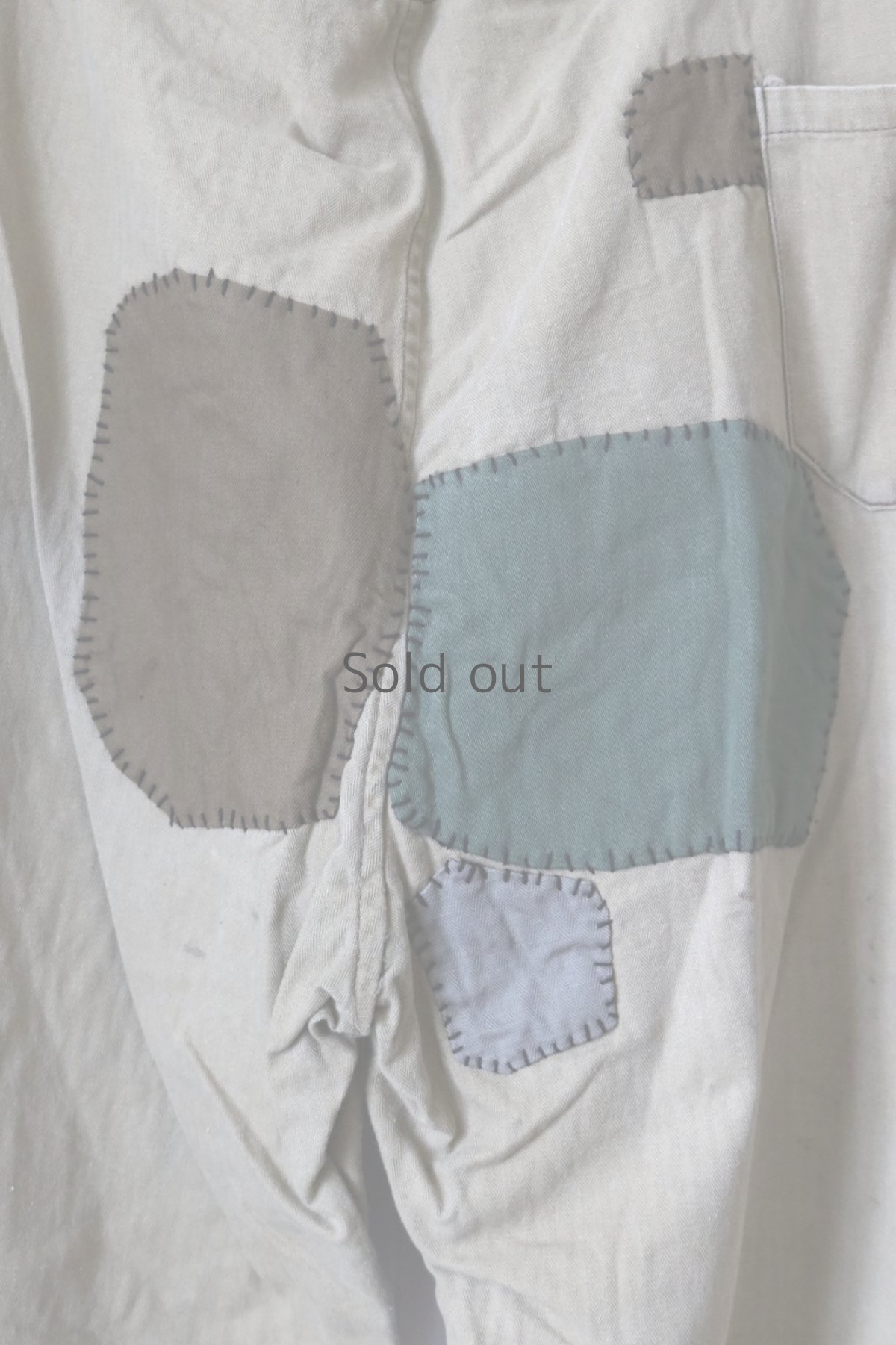 画像8: 【MITSUGU SASAKI】ビンテージリメイク　パッチワーク　ワークパンツ（カーキ） (8)