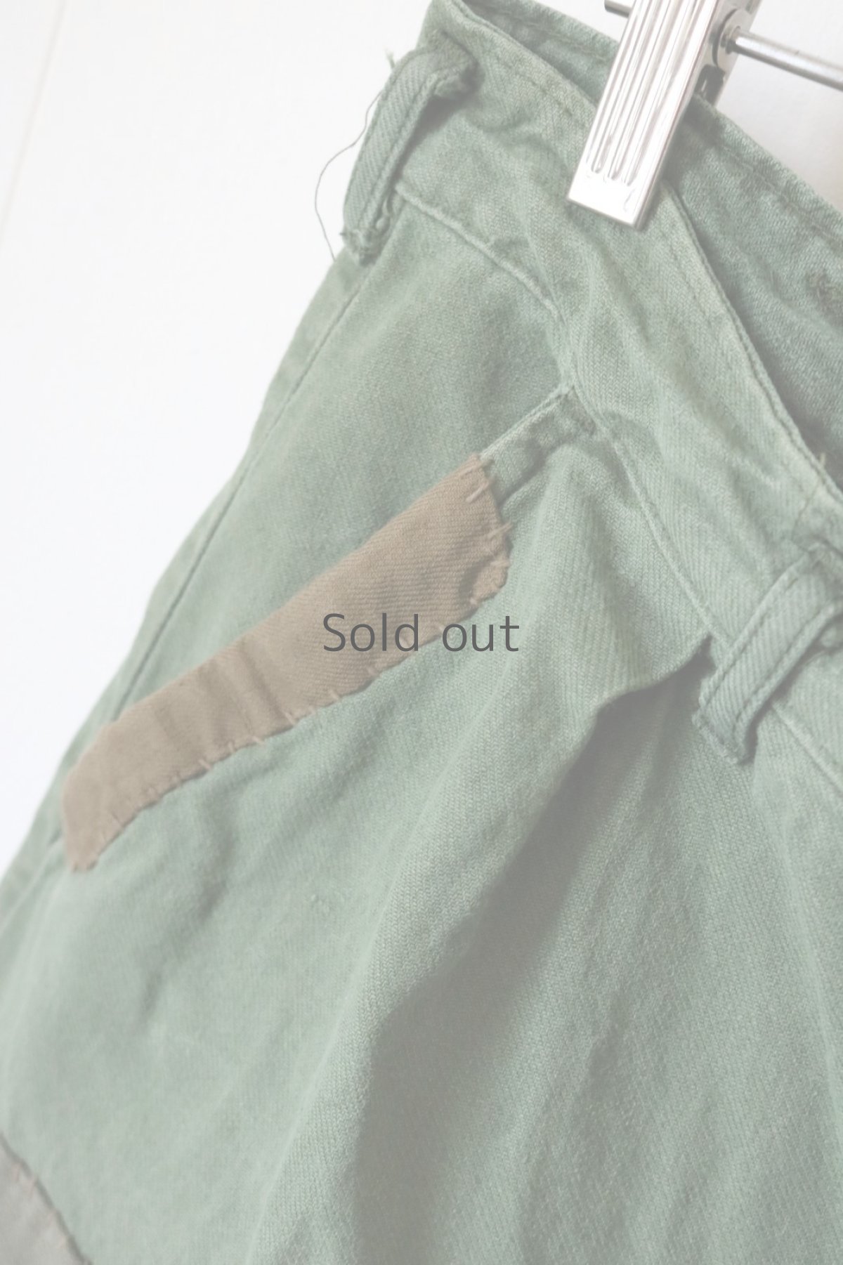 画像3: 【MITSUGU SASAKI】ビンテージリメイク　パッチワーク　スウェーデン軍ユーティリティパンツ（グリーン） (3)