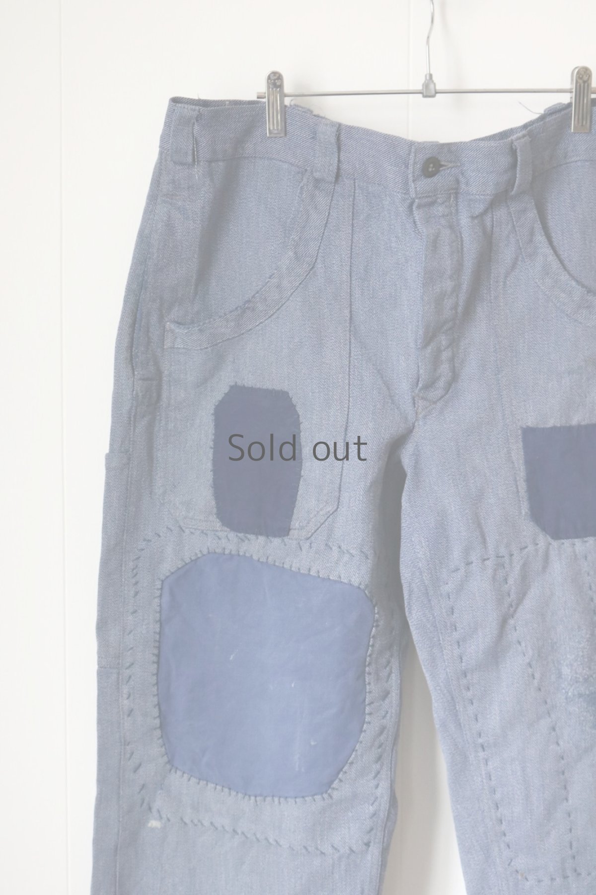 画像3: 【MITSUGU SASAKI】ビンテージ×リメイク　パッチワーク　スイス軍　デニムワイドパンツ (3)