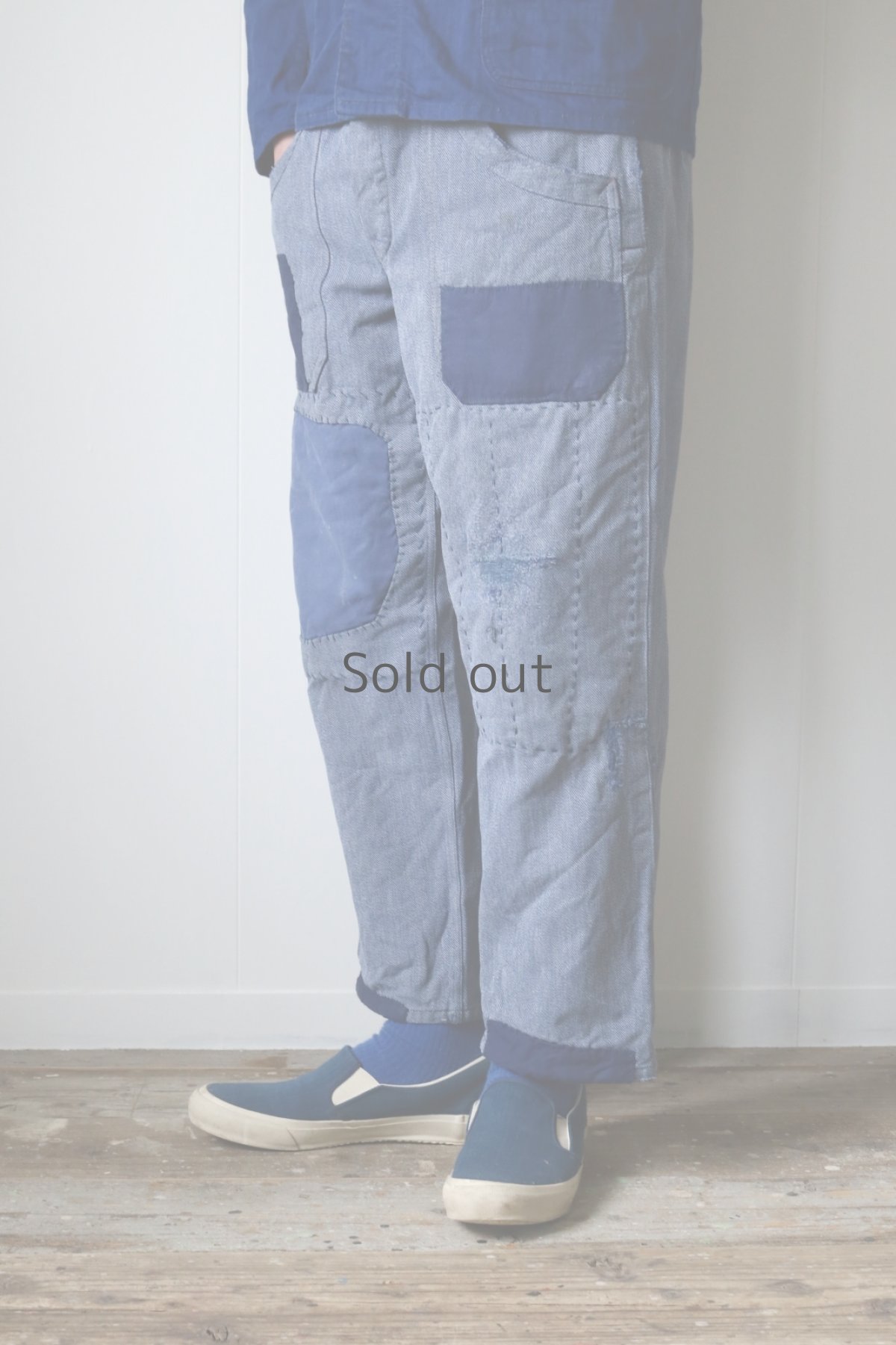 画像14: 【MITSUGU SASAKI】ビンテージ×リメイク　パッチワーク　スイス軍　デニムワイドパンツ (14)