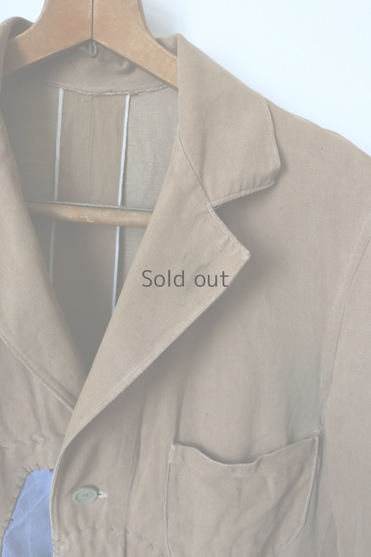 画像11: 【MITSUGU SASAKI】ビンテージリメイク パッチワーク ブラウンワークジャケット(ノッチドラペル) (11)