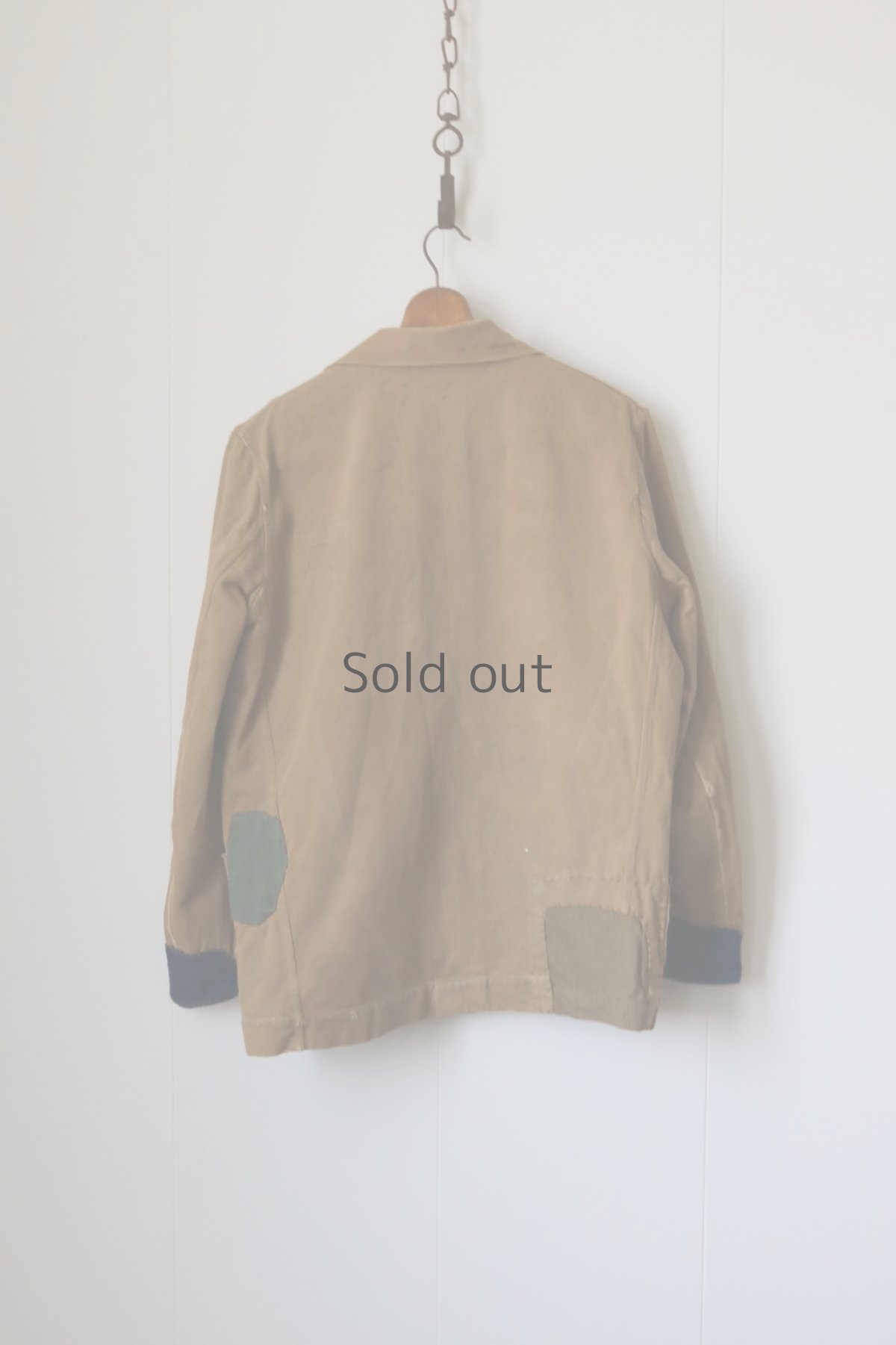 画像12: 【MITSUGU SASAKI】ビンテージリメイク パッチワーク ブラウンワークジャケット(ノッチドラペル) (12)