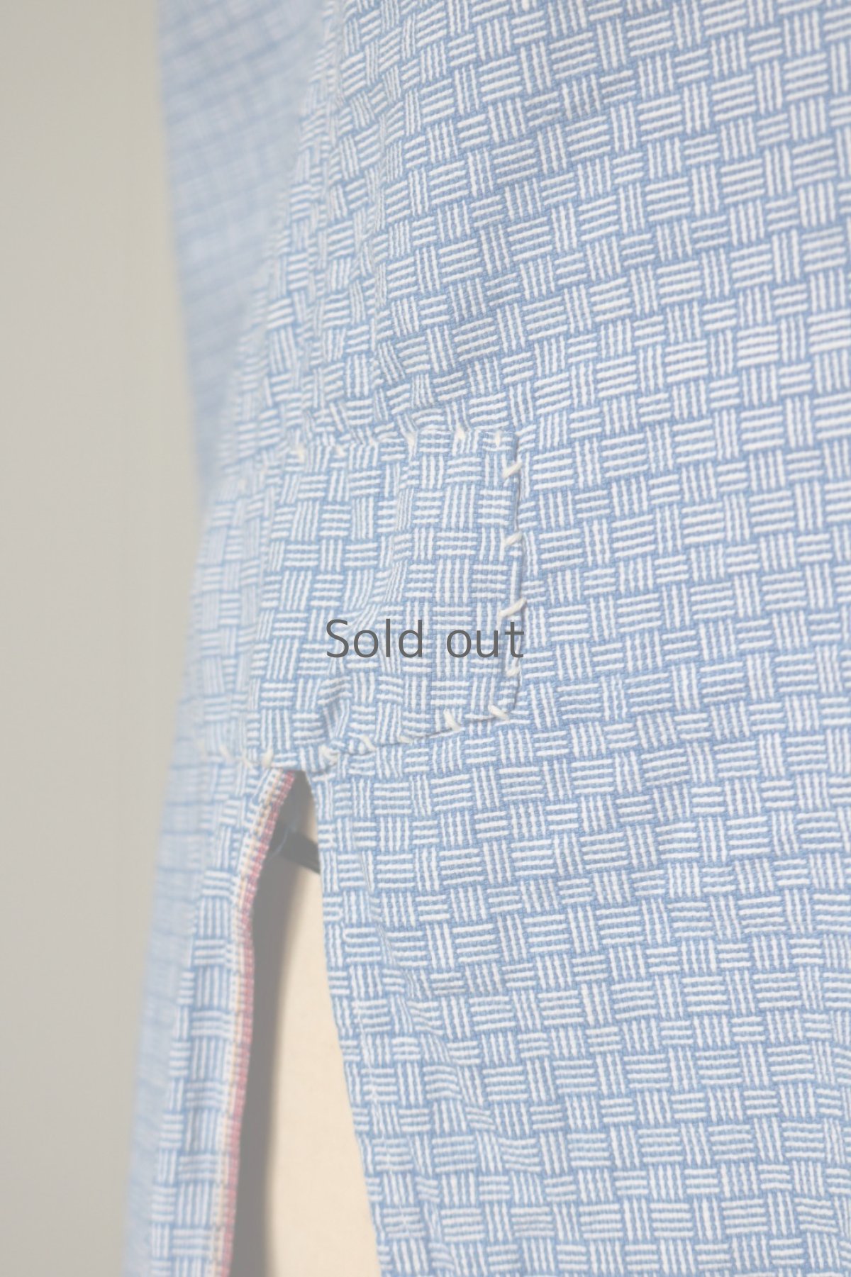 画像9: 【MITSUGU SASAKI】ビンテージリメイク　パッチワーク　半袖プルオーバーシャツ（サックスブルー） (9)