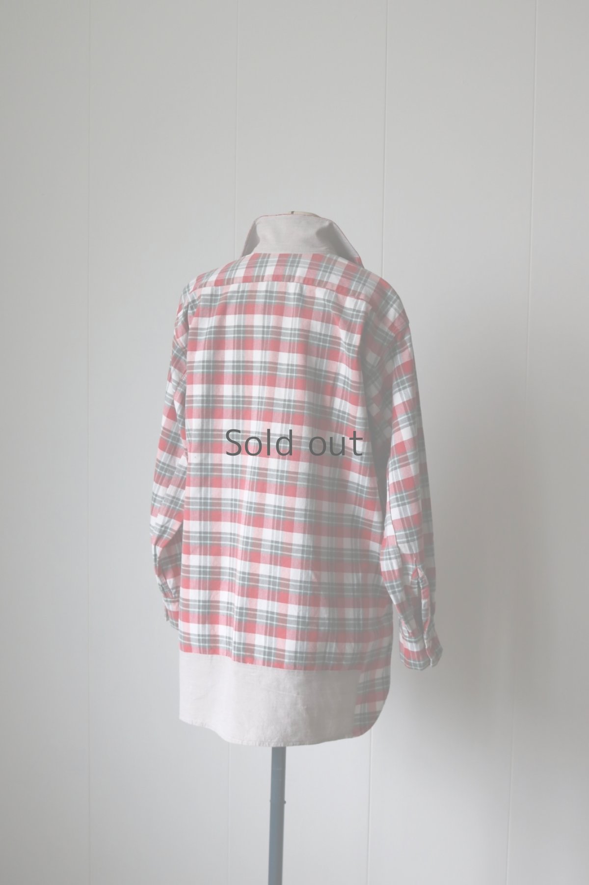 画像15: 【MITSUGU SASAKI】ビンテージリメイク　パッチワーク　プルオーバーシャツ（赤チェック） (15)