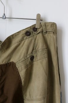 画像11: 【MITSUGU SASAKI】ビンテージリメイク　パッチワーク　ワークパンツ with 藍染木綿（カーキ） (11)