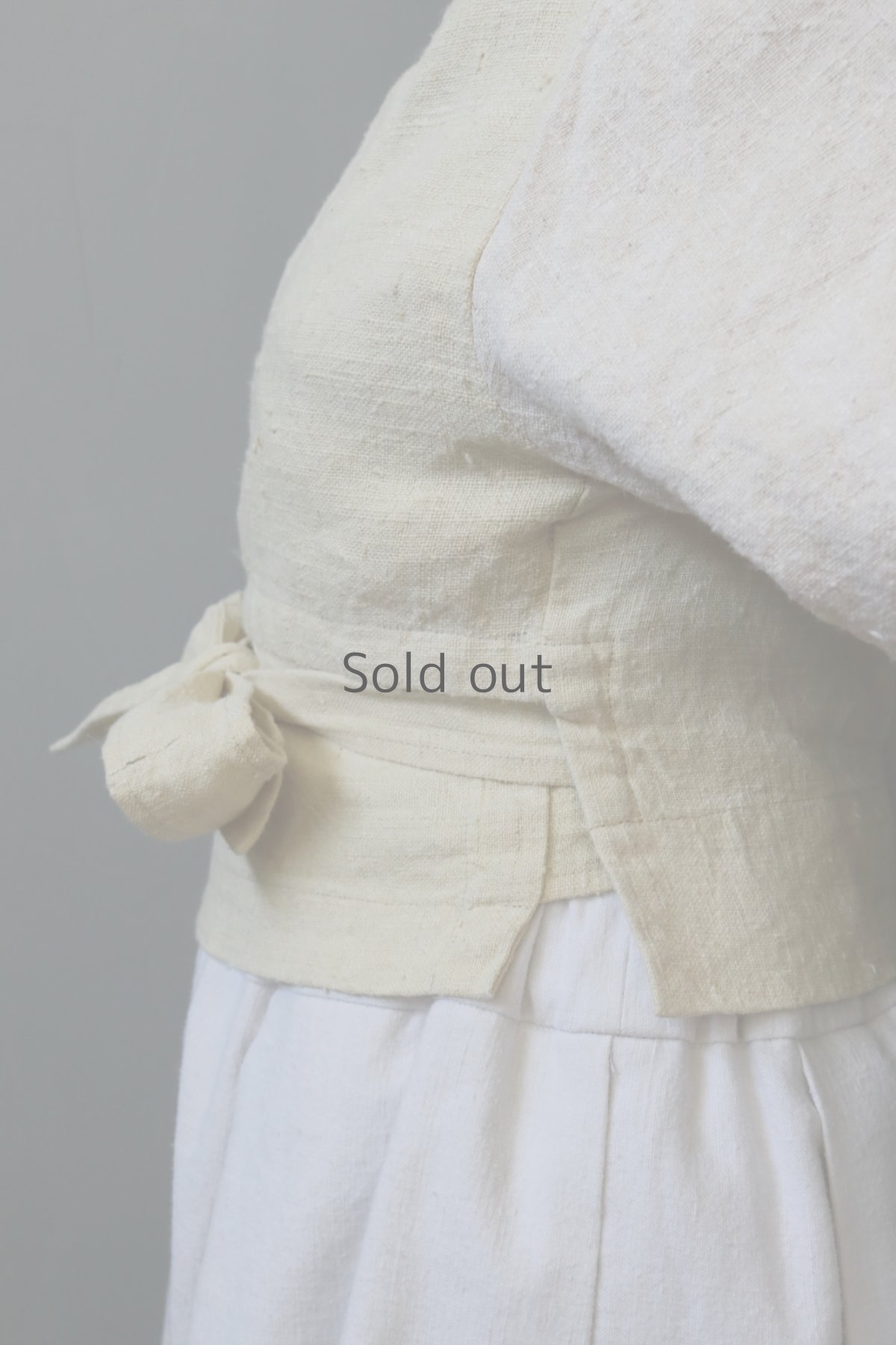 画像7: 【ササキチホ】アンティークリネン 短上衣（生成り×白) (7)