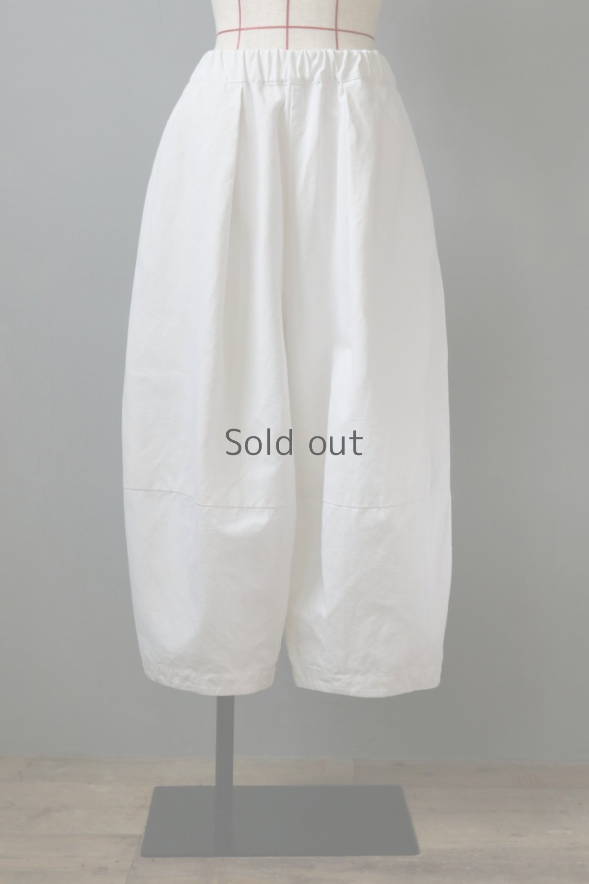 画像8: 【ササキチホ】アンティークリネン　切り替え　バレルパンツ（白） (8)