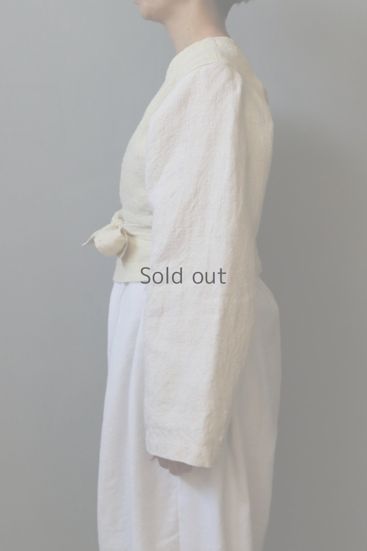 画像6: 【ササキチホ】アンティークリネン 短上衣（生成り×白) (6)