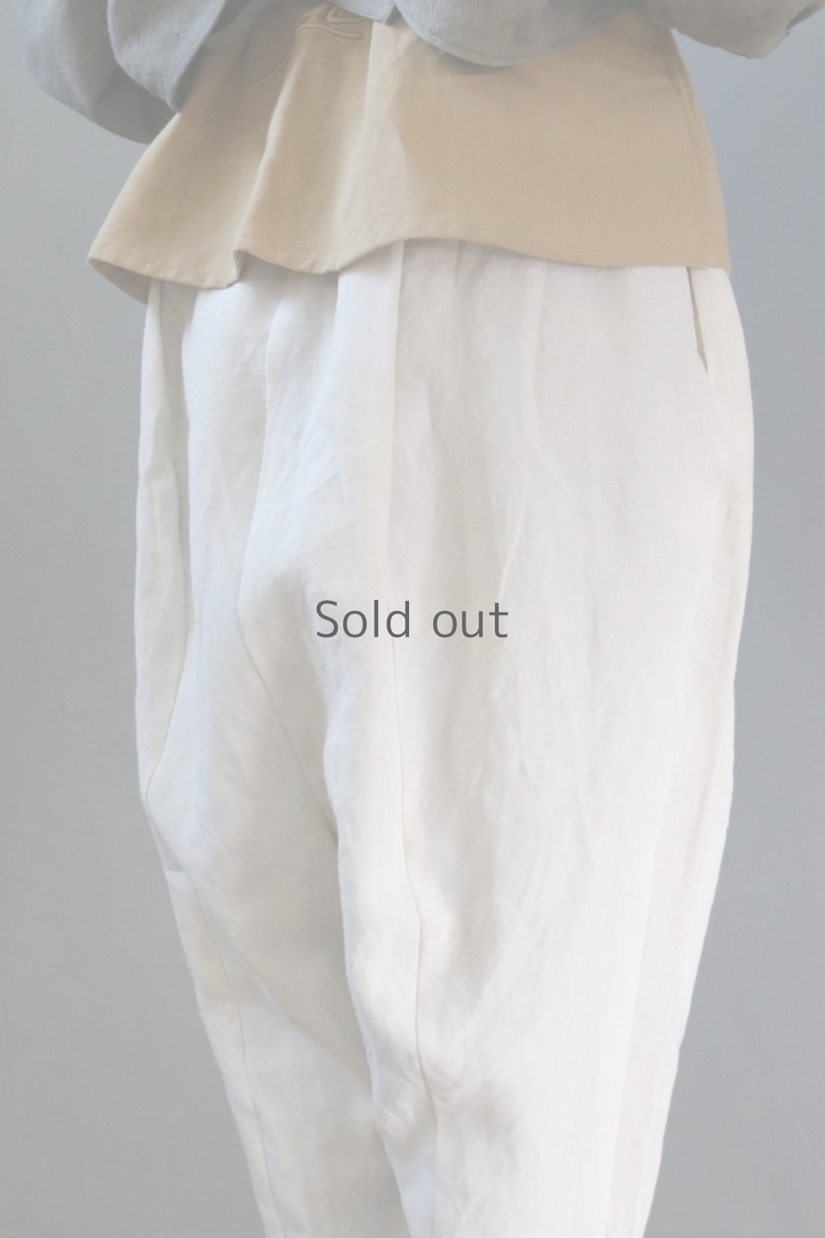 画像13: 【ササキチホ】アンティークリネン　トゥルドパンツ／Neguru/ネグル（生成り) (13)