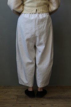 画像7: 【ササキチホ】アンティークリネン　切り替え　バレルパンツ（白） (7)