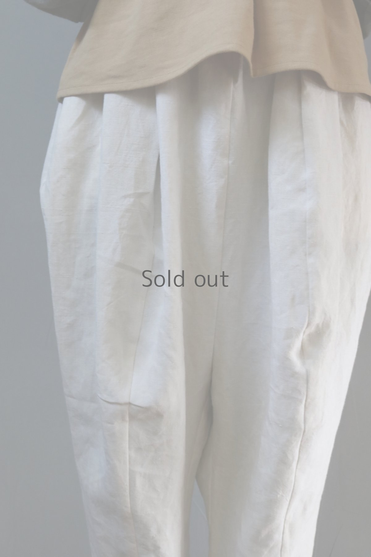 画像5: 【ササキチホ】アンティークリネン　トゥルドパンツ／Neguru/ネグル（生成り) (5)