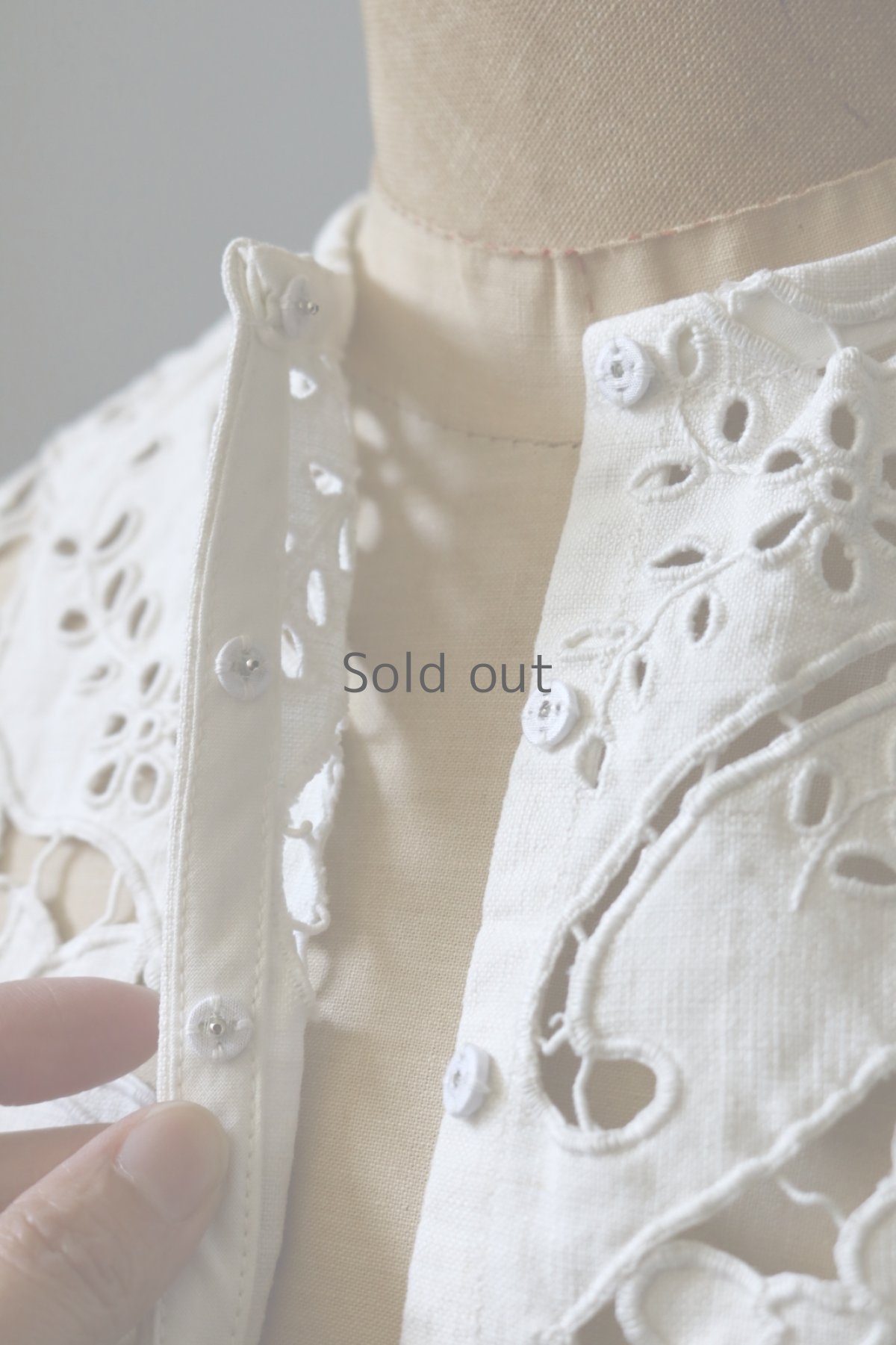 画像8: 【ササキチホ】アンティークリネン　トゥルドカラー／封(fu) ／白レース (8)