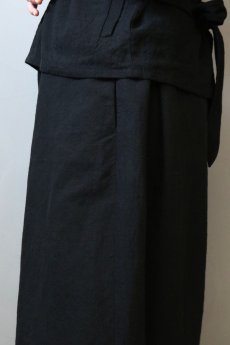 画像6: 【ササキチホ】アンティークリネン×染　切り替え　バレルパンツ（黒） (6)