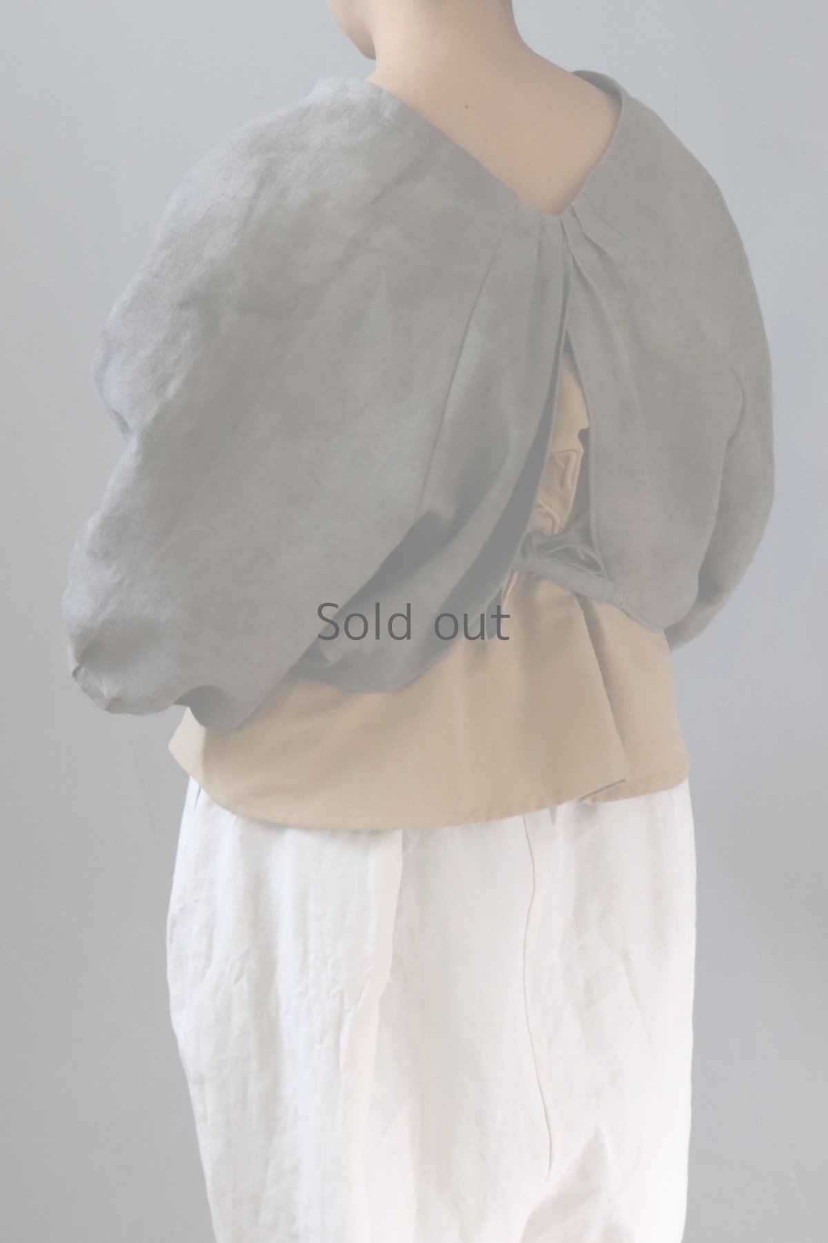 画像2: 【ササキチホ】アンティークリネン×墨染　巻上衣　五分袖（墨色) (2)