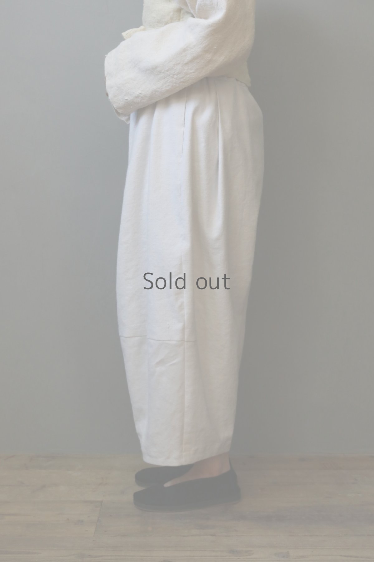 画像5: 【ササキチホ】アンティークリネン　切り替え　バレルパンツ（白） (5)