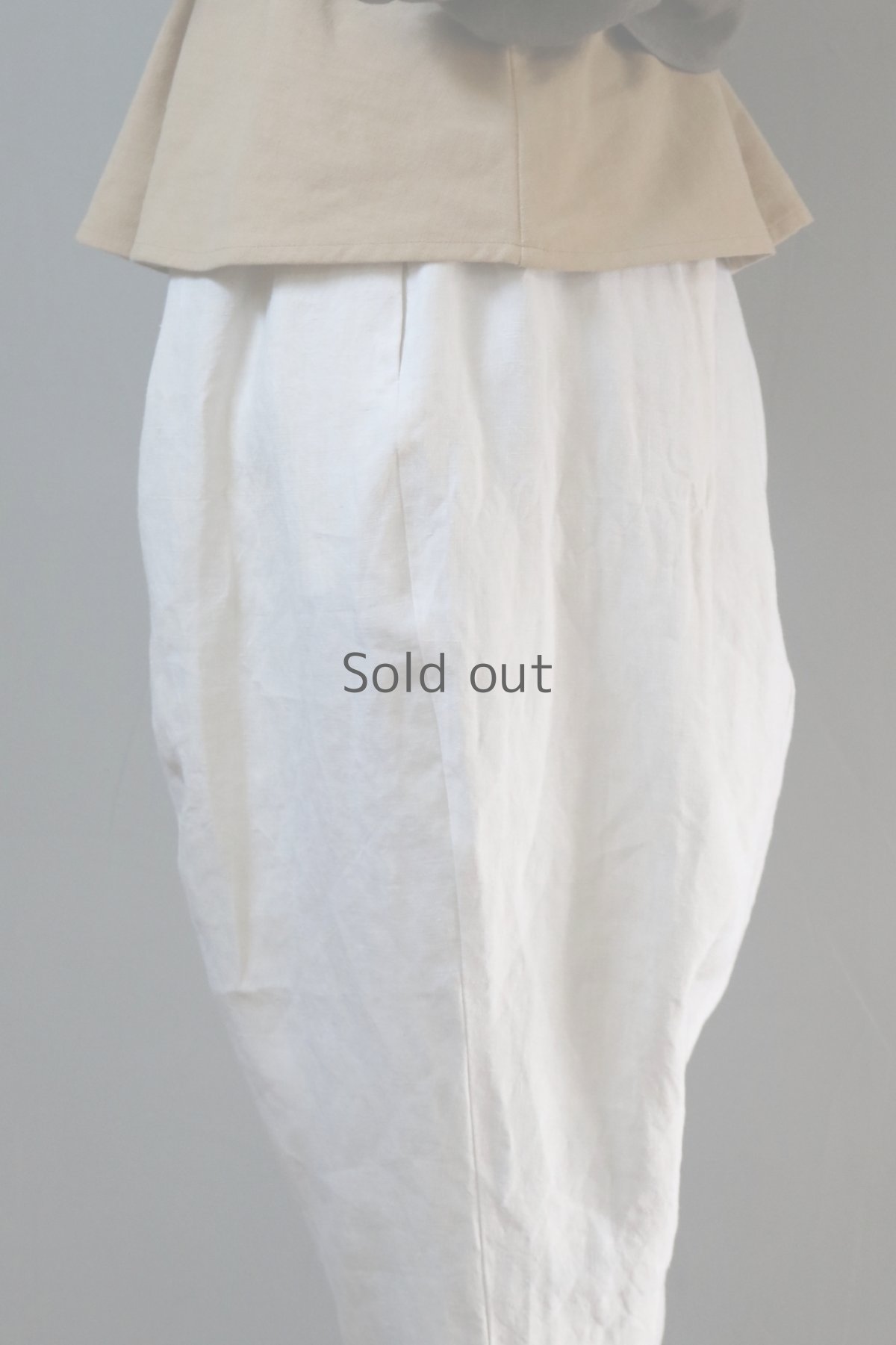 画像9: 【ササキチホ】アンティークリネン　トゥルドパンツ／Neguru/ネグル（生成り) (9)