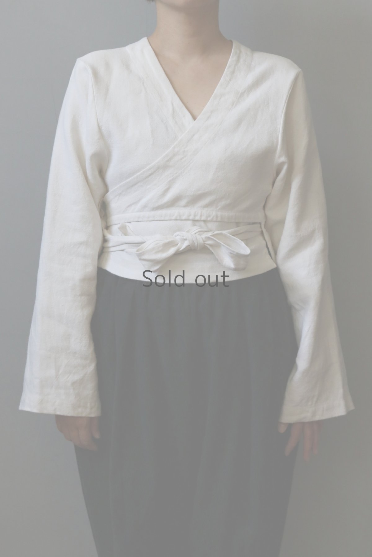 画像2: 【ササキチホ】アンティークリネン 短上衣（白） (2)