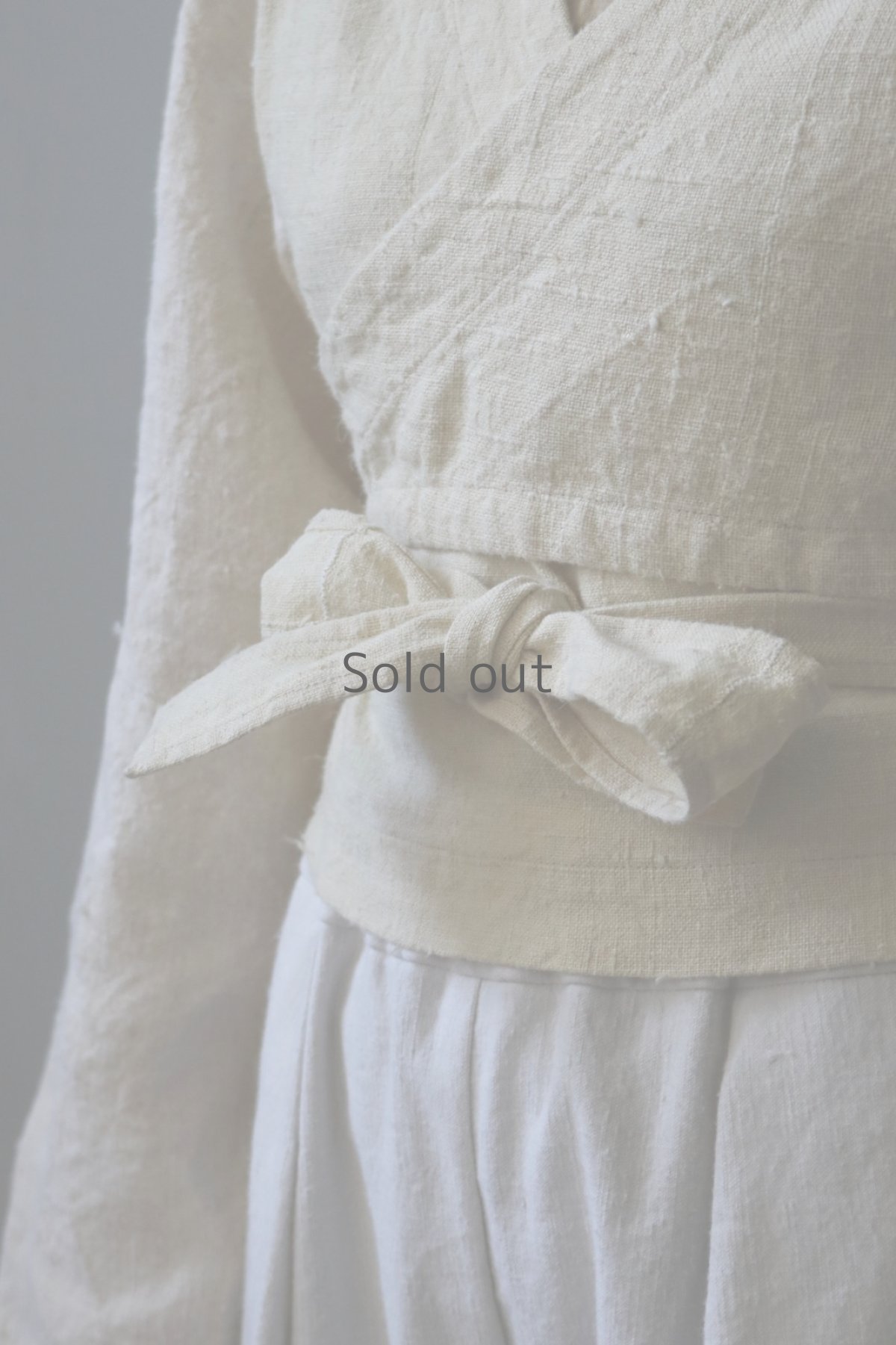 画像3: 【ササキチホ】アンティークリネン 短上衣（生成り×白) (3)