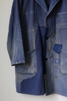 画像5: 【MITSUGU SASAKI】ビンテージリメイク パッチワーク ブルーワークコート（色褪せ） (5)