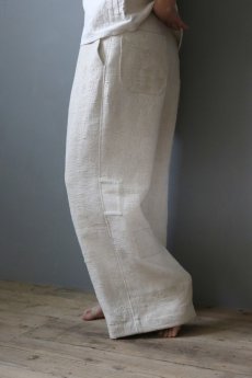 画像4: 【ササキチホ】アンティークリネン　ワイドワークパンツ／刺繍 (4)