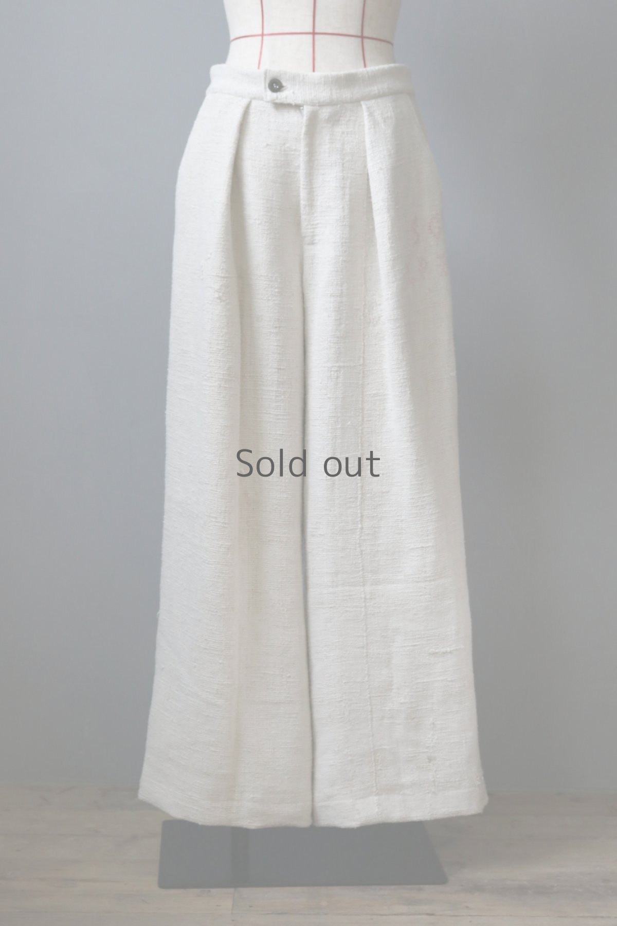 画像9: 【ササキチホ】アンティークリネン　ワイドワークパンツ／刺繍 (9)