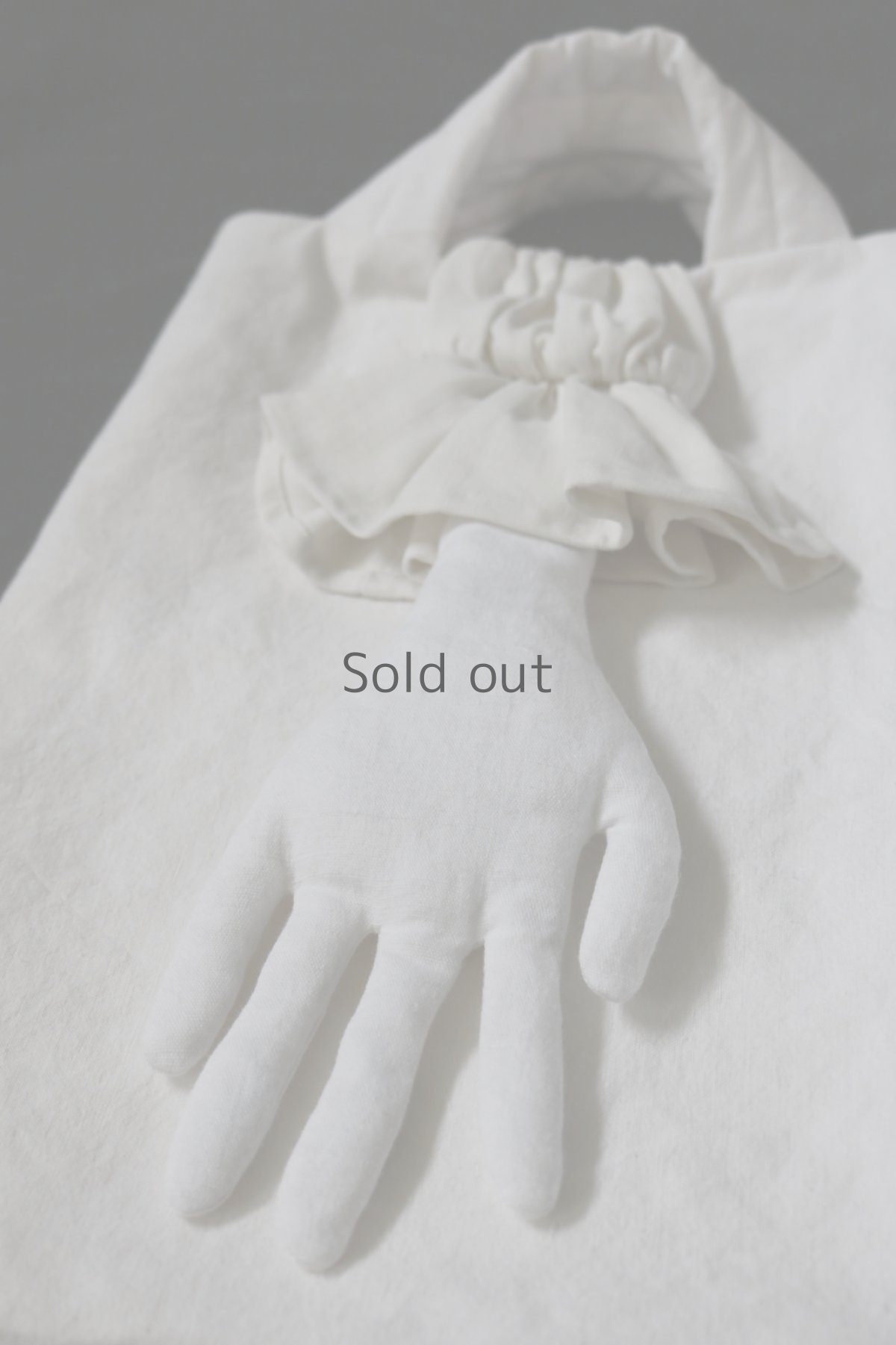 画像4: 【ササキチホ】アンティークリネン　“手”モチーフ　トートバッグ(白) (4)