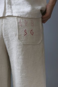 画像6: 【ササキチホ】アンティークリネン　ワイドワークパンツ／刺繍 (6)
