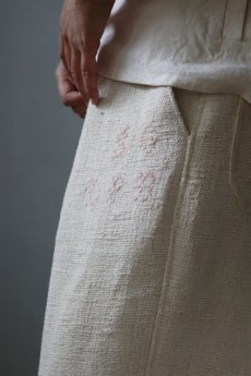 画像1: 【ササキチホ】アンティークリネン　ワイドワークパンツ／刺繍 (1)