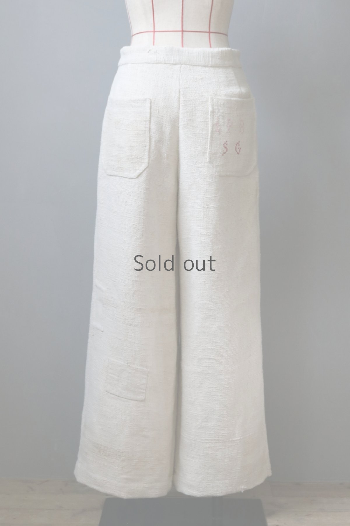 画像17: 【ササキチホ】アンティークリネン　ワイドワークパンツ／刺繍 (17)