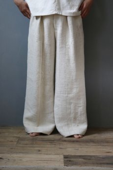 画像2: 【ササキチホ】アンティークリネン　ワイドワークパンツ／刺繍 (2)