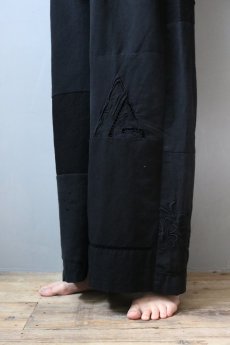 画像3: 【ササキチホ】アンティークリネン×染　ツギハギワイドパンツ／黒A (3)