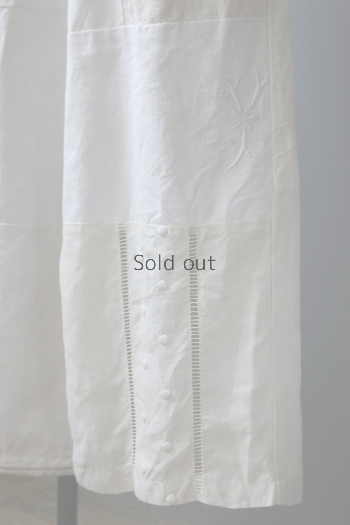 画像4: 【ササキチホ】アンティークリネン　ツギハギワイドパンツ／白A (4)