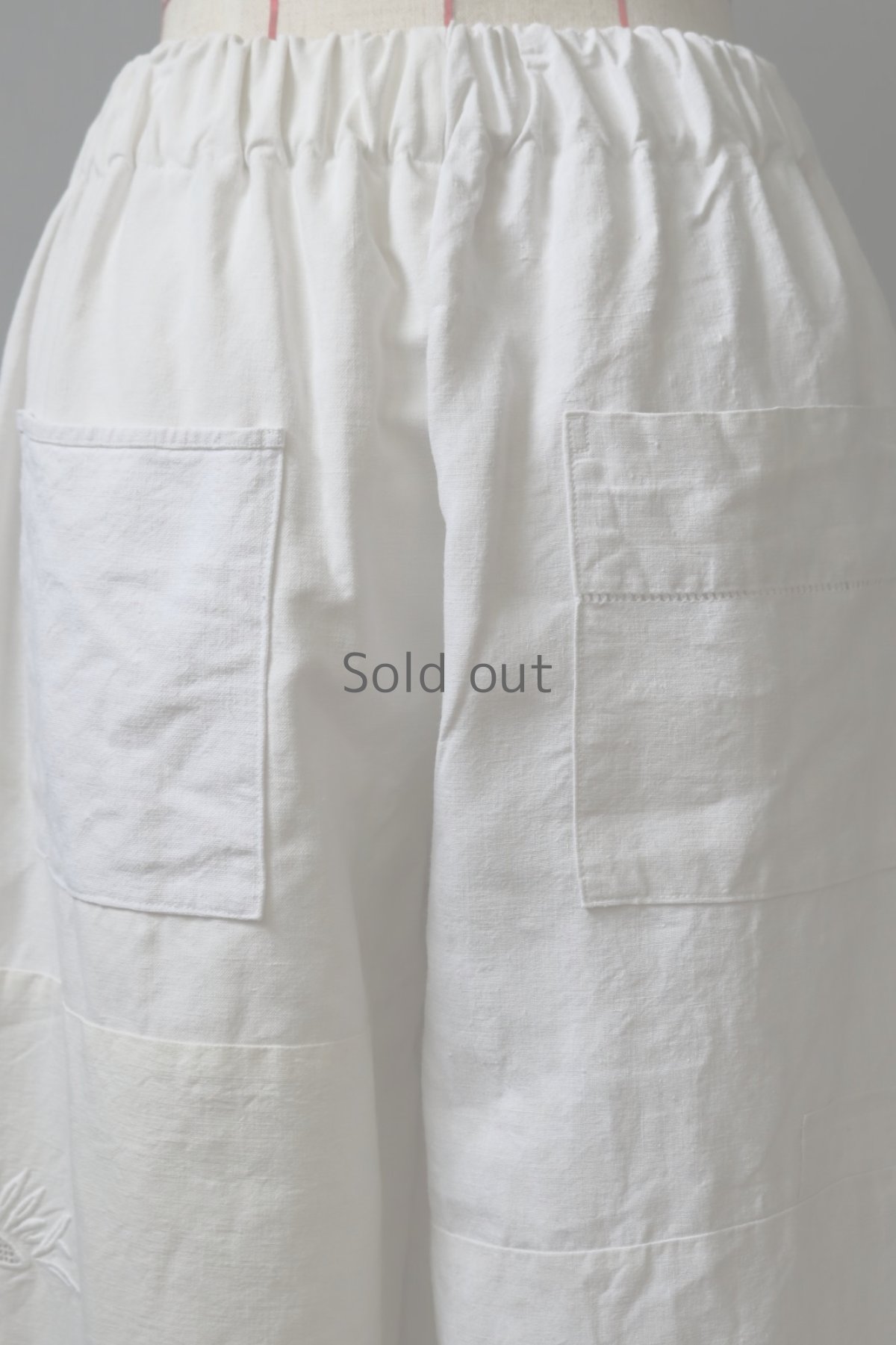 画像11: 【ササキチホ】アンティークリネン　ツギハギワイドパンツ／白A (11)