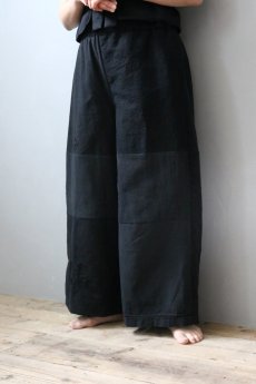 画像3: 【ササキチホ】アンティークリネン×染　ツギハギワイドパンツ／黒C (3)