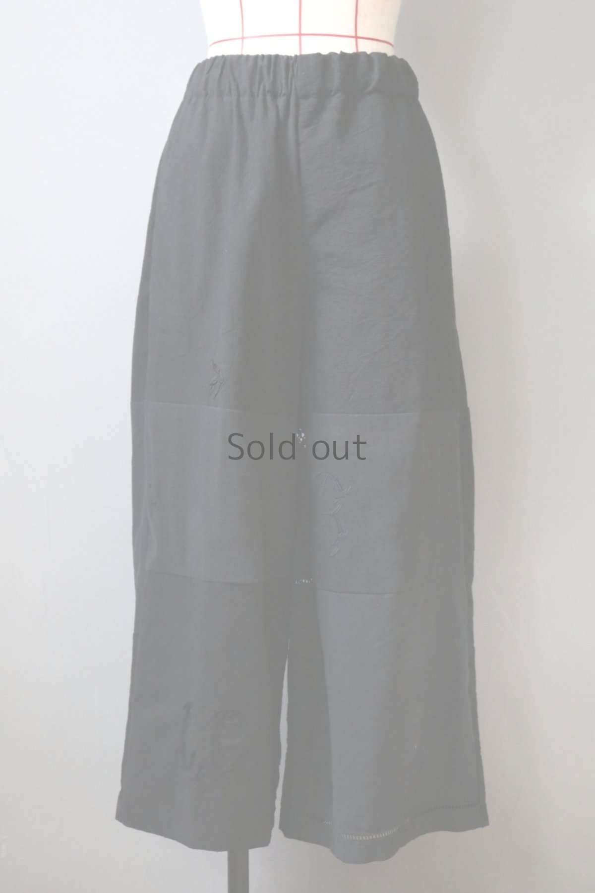 画像6: 【ササキチホ】アンティークリネン×染　ツギハギワイドパンツ／黒C (6)