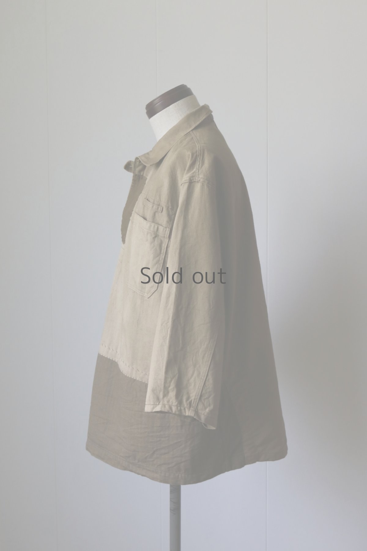 画像10: 【MITSUGU SASAKI】ビンテージリメイク　旧チェコスロバキア軍　パッチワーク　ヘリンボーンブラウンシャツ (10)