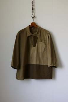 画像1: 【MITSUGU SASAKI】ビンテージリメイク　旧チェコスロバキア軍　パッチワーク　ヘリンボーンブラウンシャツ (1)