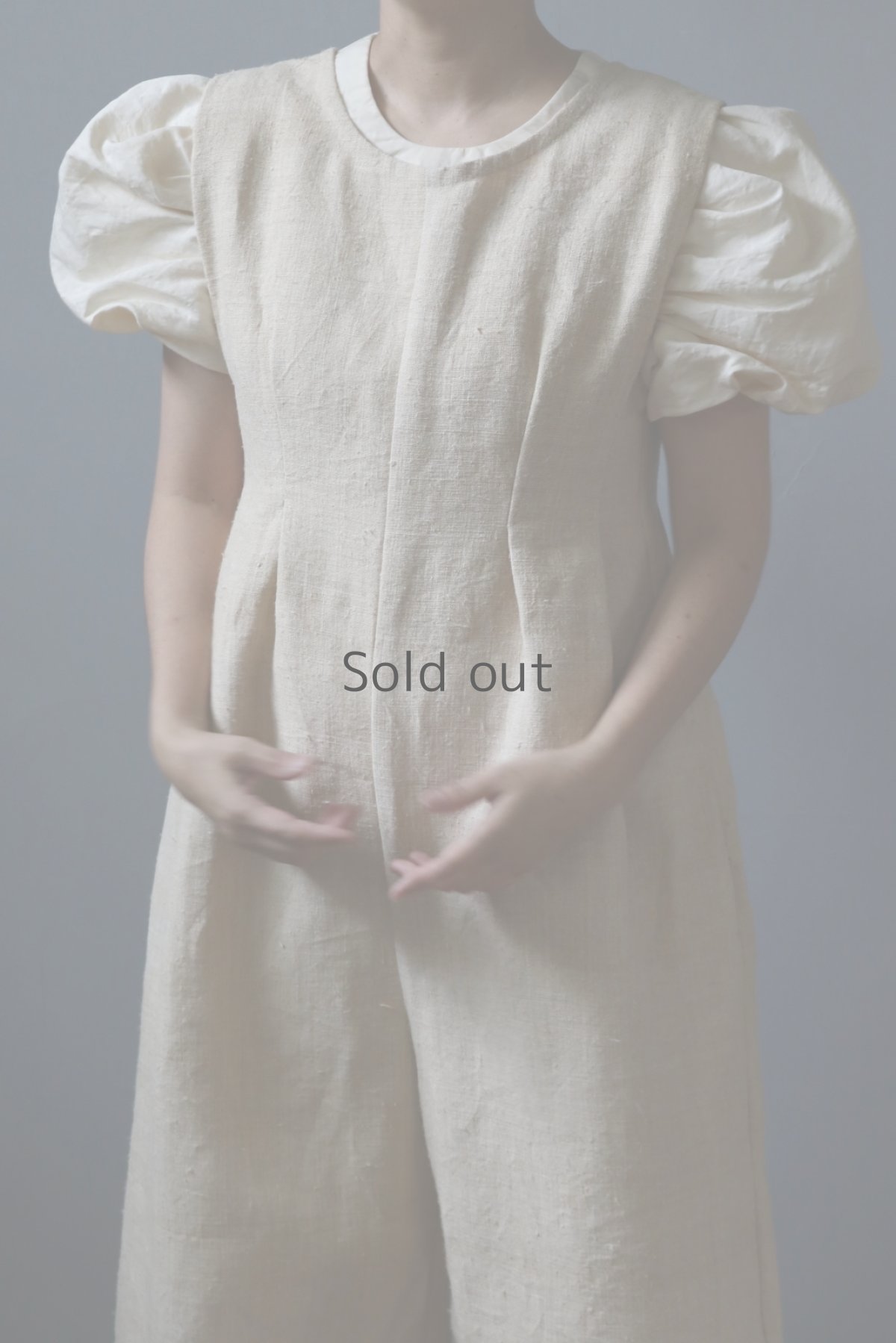 画像2: 【ササキチホ】ラミーコットン　装袖ブラウス s/s（生成り） (2)