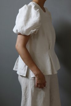 画像3: 【ササキチホ】アンティークリネン　装袖ブラウス s/s（白） (3)