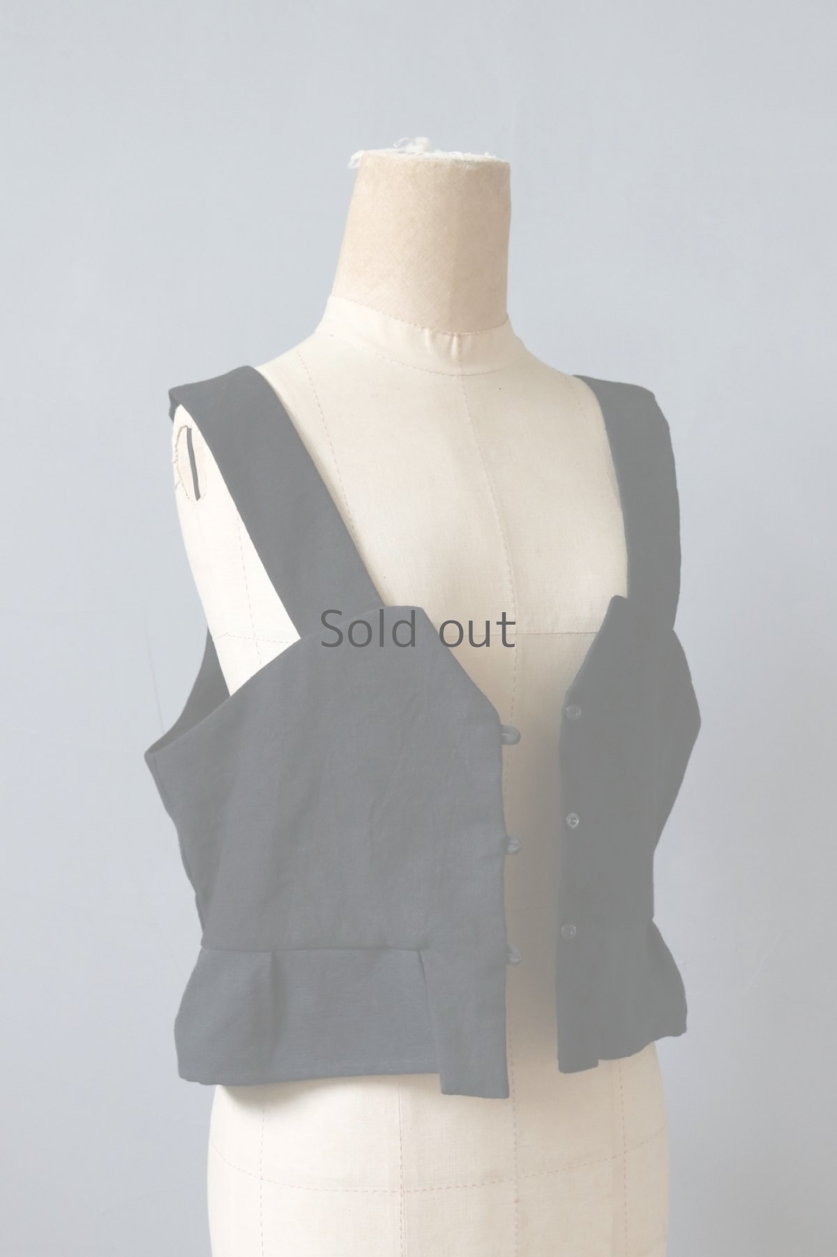 画像7: 【ササキチホ】アンティークリネン×染　装飾ベスト-Kayaru (カヤル) ／黒 (7)