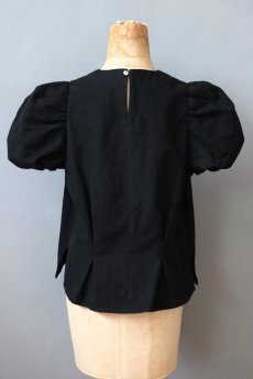 画像8: 【ササキチホ】アンティークリネン×染　装袖ブラウス　s/s （黒） (8)