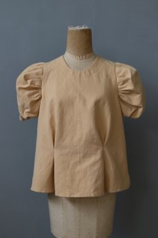 画像4: 【ササキチホ】アンティークリネン×染　装袖ブラウス s/s（薄いオレンジ） (4)