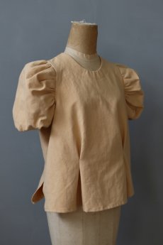 画像5: 【ササキチホ】アンティークリネン×染　装袖ブラウス s/s（薄いオレンジ） (5)
