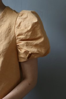 画像1: 【ササキチホ】ラミーコットン×染　装袖ブラウス s/s（濃いオレンジ） (1)