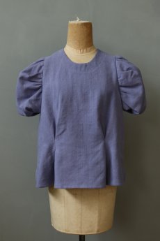 画像4: 【ササキチホ】アンティークリネン×染　装袖ブラウス s/s（うす紫） (4)